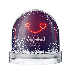 Снежный шар с принтом Happy Valentines Day в Тюмени, Пластик | Изображение внутри шара печатается на глянцевой фотобумаге с двух сторон | Тематика изображения на принте: 