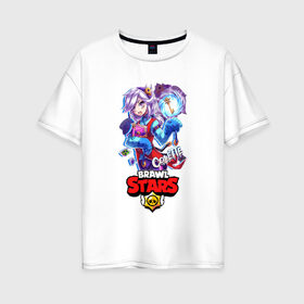 Женская футболка хлопок Oversize с принтом Brawl STARS (COLETTE) в Тюмени, 100% хлопок | свободный крой, круглый ворот, спущенный рукав, длина до линии бедер
 | brawl | colette | leon | moba | stars | supercell | арт | игра | коллаж | паттерн