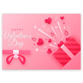 Поздравительная открытка с принтом Happy Valentines Day в Тюмени, 100% бумага | плотность бумаги 280 г/м2, матовая, на обратной стороне линовка и место для марки
 | Тематика изображения на принте: 