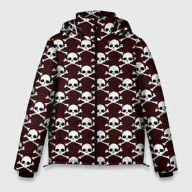 Мужская зимняя куртка 3D с принтом Черепа и кости в Тюмени, верх — 100% полиэстер; подкладка — 100% полиэстер; утеплитель — 100% полиэстер | длина ниже бедра, свободный силуэт Оверсайз. Есть воротник-стойка, отстегивающийся капюшон и ветрозащитная планка. 

Боковые карманы с листочкой на кнопках и внутренний карман на молнии. | boys | death | pattern | skeleton | skillet | skull | багровый | винный | голова | готика | готический | кости | крест | мистика | орнамент | паттерн | пацанские | пират | пиратский | пираты | рок | скелет | страшный | ужасы