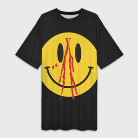 Платье-футболка 3D с принтом Pop Up Smiley в Тюмени,  |  | plohoyparen | smile | v.vlone | vlone pop up smiley | влоне | смайл | смайлик | эмоджи