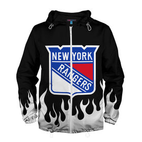 Мужская ветровка 3D с принтом Нью-Йорк Рейнджерс в Тюмени, 100% полиэстер | подол и капюшон оформлены резинкой с фиксаторами, два кармана без застежек по бокам, один потайной карман на груди | hockey | new york | new york rangers | nhl | rangers | usa | нхл | нью йорк | нью йорк рейнджерс | рейнджерс | спорт | сша | хоккей | шайба