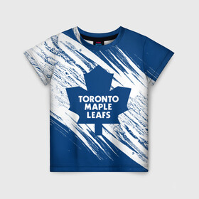 Детская футболка 3D с принтом Toronto Maple Leafs,  в Тюмени, 100% гипоаллергенный полиэфир | прямой крой, круглый вырез горловины, длина до линии бедер, чуть спущенное плечо, ткань немного тянется | hockey | maple leafs | nhl | toronto | toronto maple leafs | usa | мейпл лифс | нхл | спорт | сша | торонто | торонто мейпл лифс | хоккей | шайба