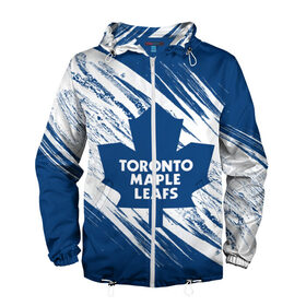 Мужская ветровка 3D с принтом Toronto Maple Leafs, в Тюмени, 100% полиэстер | подол и капюшон оформлены резинкой с фиксаторами, два кармана без застежек по бокам, один потайной карман на груди | Тематика изображения на принте: hockey | maple leafs | nhl | toronto | toronto maple leafs | usa | мейпл лифс | нхл | спорт | сша | торонто | торонто мейпл лифс | хоккей | шайба