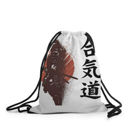 Рюкзак-мешок 3D с принтом Один в поле- воин в Тюмени, 100% полиэстер | плотность ткани — 200 г/м2, размер — 35 х 45 см; лямки — толстые шнурки, застежка на шнуровке, без карманов и подкладки | воин | катана | китай | китайские знаки | меч | самурай | солнце | японские знаки