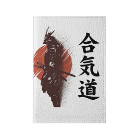 Обложка для паспорта матовая кожа с принтом Один в поле- воин в Тюмени, натуральная матовая кожа | размер 19,3 х 13,7 см; прозрачные пластиковые крепления | Тематика изображения на принте: воин | катана | китай | китайские знаки | меч | самурай | солнце | японские знаки