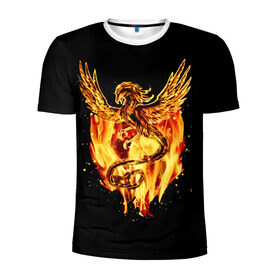 Мужская футболка 3D спортивная с принтом PHOENIX в Тюмени, 100% полиэстер с улучшенными характеристиками | приталенный силуэт, круглая горловина, широкие плечи, сужается к линии бедра | Тематика изображения на принте: дракон | огонь | птица | феникс