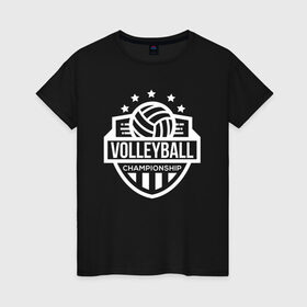 Женская футболка хлопок с принтом ВОЛЕЙБОЛ в Тюмени, 100% хлопок | прямой крой, круглый вырез горловины, длина до линии бедер, слегка спущенное плечо | beach | voleybal | volleyball | волебол | волейбол | волейболист | волейболистка | воллейбол | пляжный | я люблю