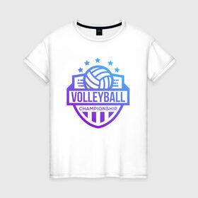 Женская футболка хлопок с принтом ВОЛЕЙБОЛ 2 в Тюмени, 100% хлопок | прямой крой, круглый вырез горловины, длина до линии бедер, слегка спущенное плечо | beach | voleybal | volleyball | волебол | волейбол | волейболист | волейболистка | воллейбол | пляжный | я люблю