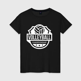 Женская футболка хлопок с принтом VOLLEYBALL в Тюмени, 100% хлопок | прямой крой, круглый вырез горловины, длина до линии бедер, слегка спущенное плечо | beach | voleybal | volleyball | волебол | волейбол | волейболист | волейболистка | воллейбол | пляжный | я люблю