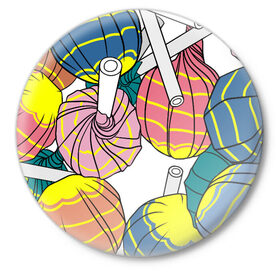Значок с принтом Чупа чупсы в Тюмени,  металл | круглая форма, металлическая застежка в виде булавки | Тематика изображения на принте: конфеты | сладкое | сладости | чупа чупс | яркие цвета
