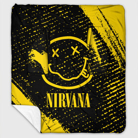 Плед с рукавами с принтом NIRVANA НИРВАНА в Тюмени, 100% полиэстер | Закругленные углы, все края обработаны. Ткань не мнется и не растягивается. Размер 170*145 | band | cobain | face | kurt | logo | music | nirvana | rock | rocknroll | группа | кобейн | курт | лого | логотип | музыка | музыкальная | нирвана | рожица | рок | рокнролл | символ