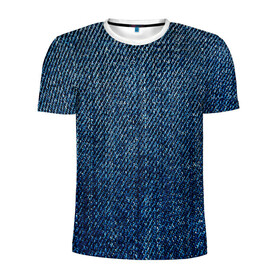 Мужская футболка 3D спортивная с принтом Джинса в Тюмени, 100% полиэстер с улучшенными характеристиками | приталенный силуэт, круглая горловина, широкие плечи, сужается к линии бедра | blue | джинса | джинсовая текстура | текстуры | цвет джинса