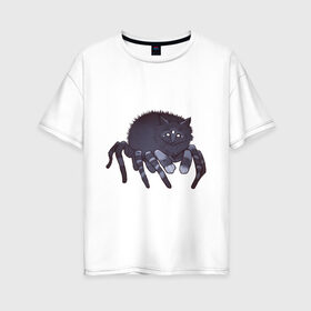Женская футболка хлопок Oversize с принтом Кот-паук в Тюмени, 100% хлопок | свободный крой, круглый ворот, спущенный рукав, длина до линии бедер
 | гибрид | кот | котенок | котик | лапки | паук | хищник