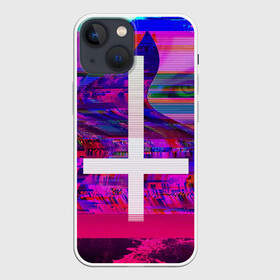 Чехол для iPhone 13 mini с принтом Cross в Тюмени,  |  | abstraction | color | cross | eye | glitch | neon | vanguard | view | абстракция | авангард | взгляд | глаз | глитч | крест | неон | цвет