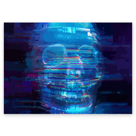 Поздравительная открытка с принтом Glitch skull в Тюмени, 100% бумага | плотность бумаги 280 г/м2, матовая, на обратной стороне линовка и место для марки
 | 