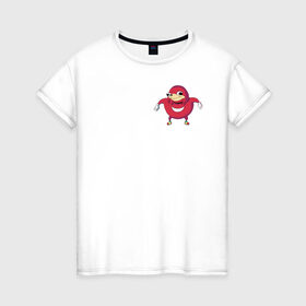 Женская футболка хлопок с принтом НАКЛЗ в Тюмени, 100% хлопок | прямой крой, круглый вырез горловины, длина до линии бедер, слегка спущенное плечо | knuckles | meme | кнаклз | мемы | наклз | соник