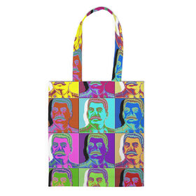 Сумка 3D повседневная с принтом Stalin pop-art в Тюмени, 100% полиэстер | Плотность: 200 г/м2; Размер: 34×35 см; Высота лямок: 30 см | chief | color | eyes | moustache | pop art | stalin | view | взгляд | вождь | глаза | поп  арт | сталин | усы | цвет