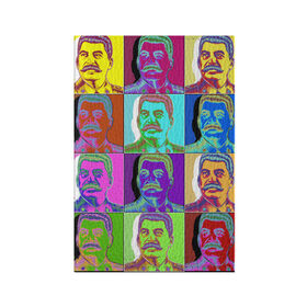 Обложка для паспорта матовая кожа с принтом Stalin pop-art в Тюмени, натуральная матовая кожа | размер 19,3 х 13,7 см; прозрачные пластиковые крепления | Тематика изображения на принте: chief | color | eyes | moustache | pop art | stalin | view | взгляд | вождь | глаза | поп  арт | сталин | усы | цвет