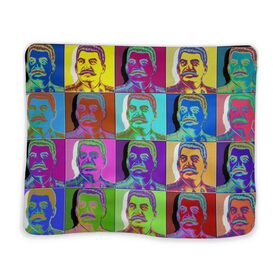 Плед 3D с принтом Stalin pop-art в Тюмени, 100% полиэстер | закругленные углы, все края обработаны. Ткань не мнется и не растягивается | chief | color | eyes | moustache | pop art | stalin | view | взгляд | вождь | глаза | поп  арт | сталин | усы | цвет