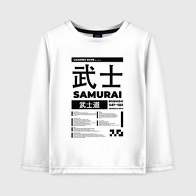 Детский лонгслив хлопок с принтом КИБЕРПАНК SAMURAI САМУРАЙ в Тюмени, 100% хлопок | круглый вырез горловины, полуприлегающий силуэт, длина до линии бедер | samurai | бусидо | иероглифы | киберпанк | самурай | символы | сэнгоку дзидай | японский