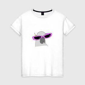 Женская футболка хлопок с принтом Попугай в очках в Тюмени, 100% хлопок | прямой крой, круглый вырез горловины, длина до линии бедер, слегка спущенное плечо | mem | мем | мультяшный | персонаж | попугай в очках | прикол | птица | рисунок | смешной попугай | юмор