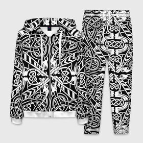 Мужской костюм 3D с принтом Скандинавская вязь орнамент в Тюмени, 100% полиэстер | Манжеты и пояс оформлены тканевой резинкой, двухслойный капюшон со шнурком для регулировки, карманы спереди | ассуры | битва | бог | веды | викинги | вязь | громовержец | древнеиндийский | кельтский | крест | махабхарата | орнамент | перун | рода | скандинавская | эпос | языческий