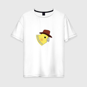 Женская футболка хлопок Oversize с принтом Бонжур в Тюмени, 100% хлопок | свободный крой, круглый ворот, спущенный рукав, длина до линии бедер
 | mem | бонжур | мем | попугай | попугай в шляпе | прикол | птица | стикер | юмор