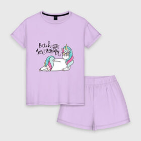 Женская пижама с шортиками хлопок с принтом Unicorn 7 в Тюмени, 100% хлопок | футболка прямого кроя, шорты свободные с широкой мягкой резинкой | animal | единорог | животные | звери