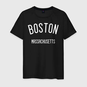 Мужская футболка хлопок с принтом БОСТОН в Тюмени, 100% хлопок | прямой крой, круглый вырез горловины, длина до линии бедер, слегка спущенное плечо. | america | boston | states | usa | америка | бостон | сша | штаты