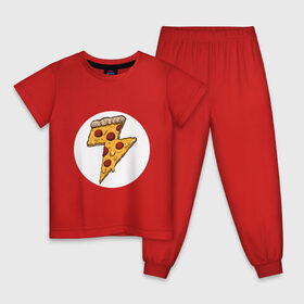 Детская пижама хлопок с принтом PIZZA-HERO в Тюмени, 100% хлопок |  брюки и футболка прямого кроя, без карманов, на брюках мягкая резинка на поясе и по низу штанин
 | Тематика изображения на принте: flash | food | hero | pizza | shaldon | еда | коммиксы | молния | пиццабгерой | фастфуд. | флэш | шелдон