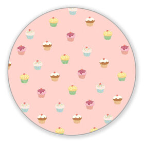 Коврик для мышки круглый с принтом Кексики в Тюмени, резина и полиэстер | круглая форма, изображение наносится на всю лицевую часть | Тематика изображения на принте: арт | выпечка | глазурь | еда | кекс | кексики | кексы | начинка | нежные цвета | рисунок | розовый | сладости | сладость