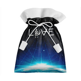 Подарочный 3D мешок с принтом LOVE в Тюмени, 100% полиэстер | Размер: 29*39 см | angels and airwaves | ava | mark hoppus | moon man | music | rock | tom delonge | космонавт | космос | луна | музыка | рок