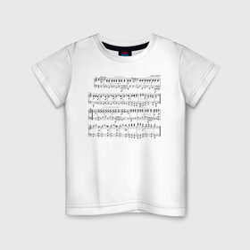 Детская футболка хлопок с принтом Нотные строки в Тюмени, 100% хлопок | круглый вырез горловины, полуприлегающий силуэт, длина до линии бедер | Тематика изображения на принте: музыка | нота | ноты
