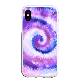 Чехол для iPhone XS Max матовый с принтом TIE-DYE PURPLE в Тюмени, Силикон | Область печати: задняя сторона чехла, без боковых панелей | Тематика изображения на принте: dye | multicolor | tie | trend | акварель | брызги | градиент | дай | колор | краски | красочная | мульти | потёки | пятна | радуга | радужная | тай | тайдай | текстура | тренд | хиппи