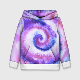 Детская толстовка 3D с принтом TIE-DYE PURPLE в Тюмени, 100% полиэстер | двухслойный капюшон со шнурком для регулировки, мягкие манжеты на рукавах и по низу толстовки, спереди карман-кенгуру с мягким внутренним слоем | dye | multicolor | tie | trend | акварель | брызги | градиент | дай | колор | краски | красочная | мульти | потёки | пятна | радуга | радужная | тай | тайдай | текстура | тренд | хиппи