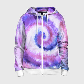 Детская толстовка 3D на молнии с принтом TIE-DYE PURPLE в Тюмени, 100% полиэстер |  манжеты и пояс оформлены широкой мягкой резинкой, двухслойный капюшон со шнурком для регулировки, спереди карманы и застежка-молния
 | dye | multicolor | tie | trend | акварель | брызги | градиент | дай | колор | краски | красочная | мульти | потёки | пятна | радуга | радужная | тай | тайдай | текстура | тренд | хиппи