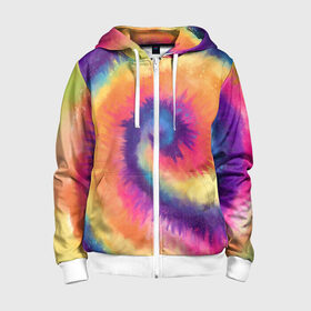 Детская толстовка 3D на молнии с принтом TIE-DYE MULTICOLOR в Тюмени, 100% полиэстер |  манжеты и пояс оформлены широкой мягкой резинкой, двухслойный капюшон со шнурком для регулировки, спереди карманы и застежка-молния
 | dye | multicolor | tie | trend | акварель | брызги | градиент | дай | колор | краски | красочная | мульти | потёки | пятна | радуга | радужная | тай | тайдай | текстура | тренд | хиппи