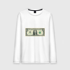 Мужской лонгслив хлопок с принтом One dollar в Тюмени, 100% хлопок |  | bill | dollar | one | богатство | деньги | доллары | монеты | один | сша