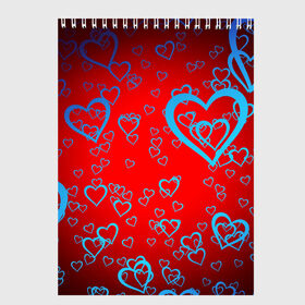 Скетчбук с принтом Сердца в Тюмени, 100% бумага
 | 48 листов, плотность листов — 100 г/м2, плотность картонной обложки — 250 г/м2. Листы скреплены сверху удобной пружинной спиралью | love | любовь | сердечки | сердца | сердце