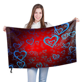 Флаг 3D с принтом Сердца в Тюмени, 100% полиэстер | плотность ткани — 95 г/м2, размер — 67 х 109 см. Принт наносится с одной стороны | love | любовь | сердечки | сердца | сердце