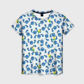Женская футболка 3D с принтом Скалолазы в Тюмени, 100% полиэфир ( синтетическое хлопкоподобное полотно) | прямой крой, круглый вырез горловины, длина до линии бедер | арт | жёлтый | зеленый | рисунок | синий | скалолаз | скалолазание | скалолазы