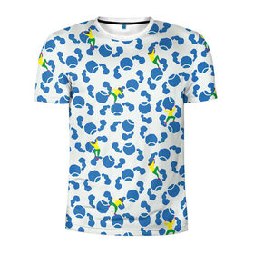 Мужская футболка 3D спортивная с принтом Скалолазы в Тюмени, 100% полиэстер с улучшенными характеристиками | приталенный силуэт, круглая горловина, широкие плечи, сужается к линии бедра | арт | жёлтый | зеленый | рисунок | синий | скалолаз | скалолазание | скалолазы