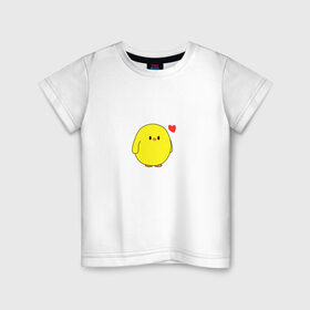 Детская футболка хлопок с принтом Цыпленок в Тюмени, 100% хлопок | круглый вырез горловины, полуприлегающий силуэт, длина до линии бедер | love | любовь | милый | мультик | птица | птичка | сердечко | утенок | цыпленок