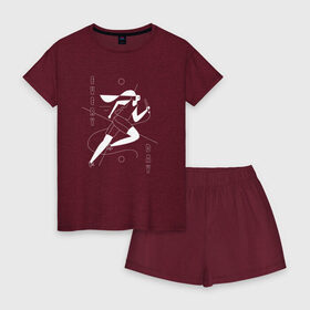 Женская пижама с шортиками хлопок с принтом Everyday Runner в Тюмени, 100% хлопок | футболка прямого кроя, шорты свободные с широкой мягкой резинкой | 