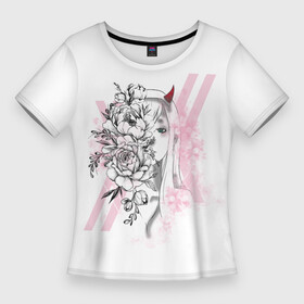 Женская футболка 3D Slim с принтом Zero Two Roses в Тюмени,  |  | 002 | ahegao | anime | darling | franx | franxx | girl | girls | in | senpai | the | two | waifu | zero | zerotwo | аниме | ахегао | вайфу | девушка | семпай | сенпай | тян