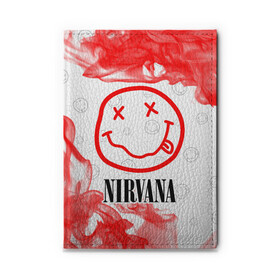 Обложка для автодокументов с принтом NIRVANA / НИРВАНА в Тюмени, натуральная кожа |  размер 19,9*13 см; внутри 4 больших “конверта” для документов и один маленький отдел — туда идеально встанут права | Тематика изображения на принте: band | cobain | face | kurt | logo | music | nirvana | rock | rocknroll | группа | кобейн | курт | лого | логотип | музыка | музыкальная | нирвана | рожица | рок | рокнролл | символ