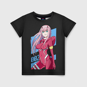 Детская футболка 3D с принтом ZeroTwo (Darling in the Franx) в Тюмени, 100% гипоаллергенный полиэфир | прямой крой, круглый вырез горловины, длина до линии бедер, чуть спущенное плечо, ткань немного тянется | 002 | 02 | ahegao | anime | darling | franx | franxx | girl | girls | in | senpai | the | two | waifu | zero | zerotwo | аниме | ахегао | вайфу | девушка | семпай | сенпай | тян