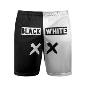 Мужские шорты спортивные с принтом Черно-белый в Тюмени,  |  | black and white | titel | белый | надпись | черный