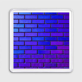 Магнит 55*55 с принтом Brick в Тюмени, Пластик | Размер: 65*65 мм; Размер печати: 55*55 мм | Тематика изображения на принте: blue | brick | purple | texture | wall | кирпич | кирпичный | синий | стена | текстура | фиолетовый